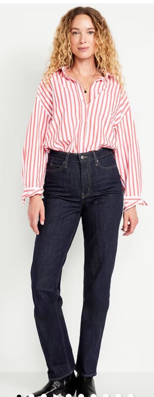 Old Navy Extra High Rise Straight Snatched Dark Rinse Blue Jeans, size 10, NWT